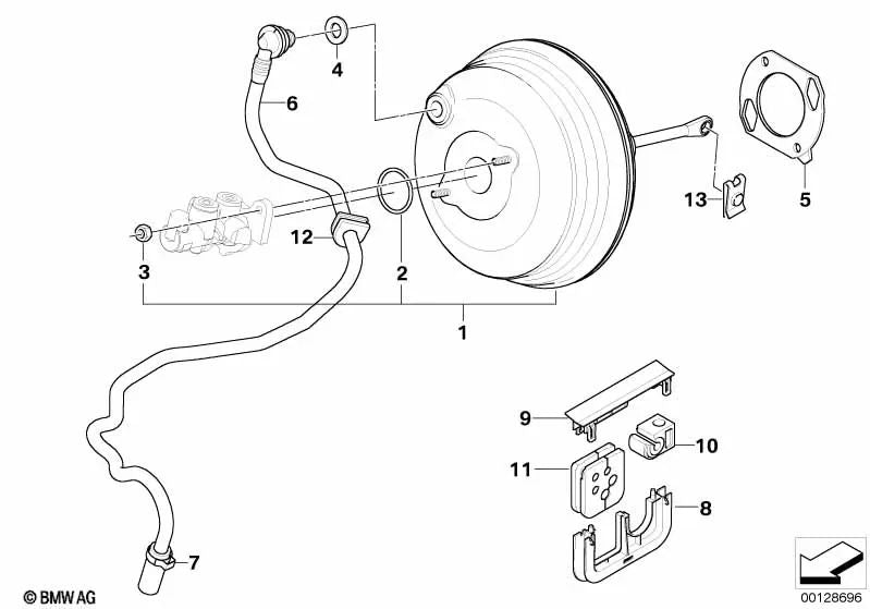 Tubería de vacío con válvula antirretorno para BMW X5 E53 (OEM 11667629614). Original BMW