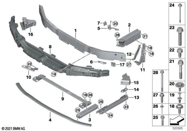 Soporte Parachoques para BMW F40, F44, F45, F46 (OEM 51117301619). Original BMW.