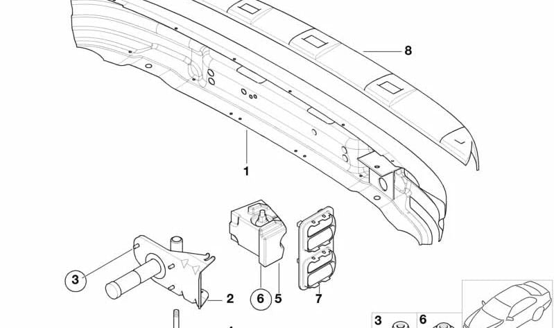 Amortiguador de impacto trasero izquierdo para BMW, varios modelos (OEM 51128410751). Original BMW.