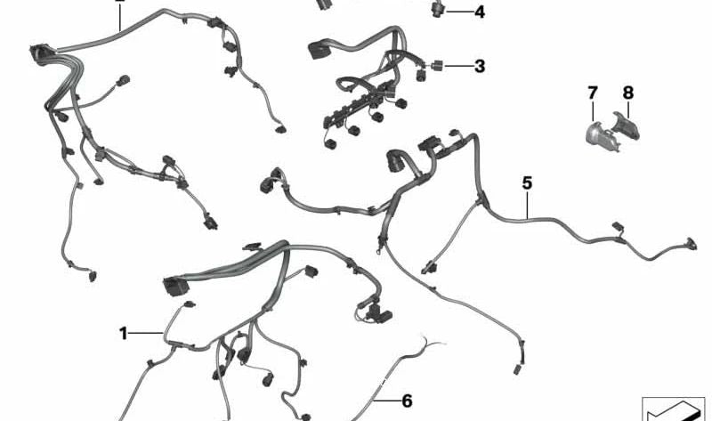 Arnés de cables del motor para BMW Serie 1 F20, F21 Serie 3 F30 (OEM 12517627021). Original BMW
