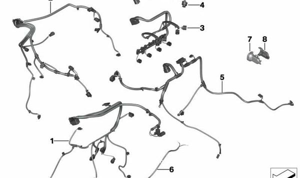 Arnés de cables del motor para BMW Serie 1 F20, F21 Serie 3 F30 (OEM 12517627021). Original BMW