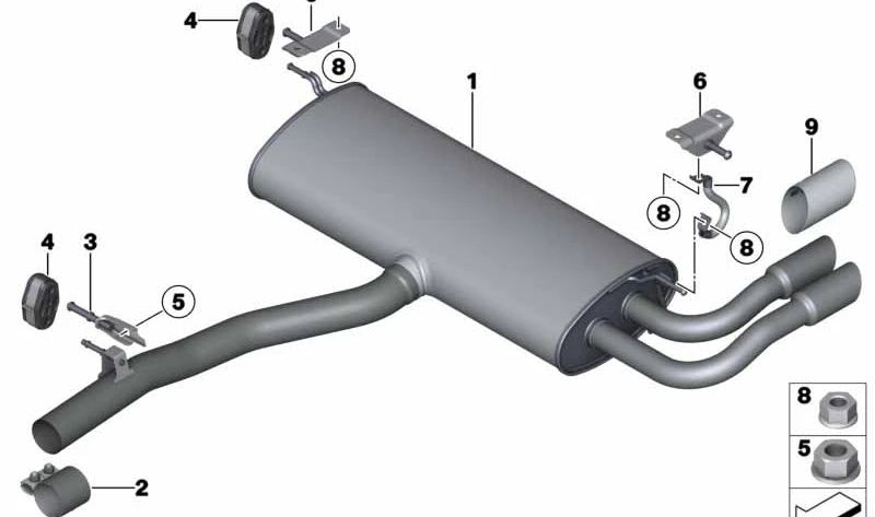 Silenciador final con válvula de escape para BMW F25 (OEM 18307646018). Original BMW