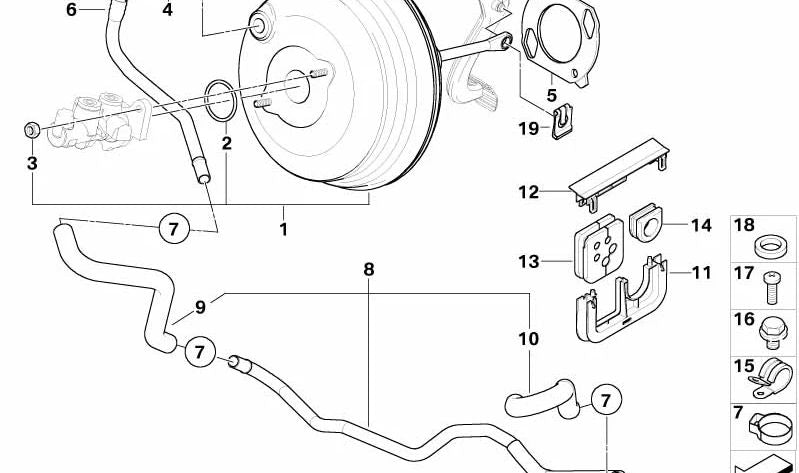 Tubo de vacío con válvula antirretorno OEM 34336751608 para BMW E53 (X5). Original BMW