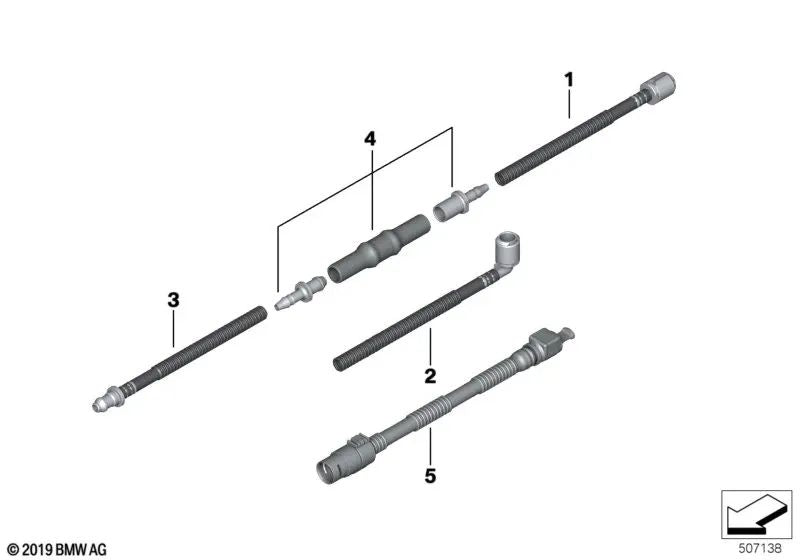 Conducción de manguera acodada para BMW Serie 1 F20, F21, F40, Serie 2 F22, F23, F87, Serie 3 F30, F31, F34, F80, Serie 4 F32, F33, F82, Serie 5 F07, F10, F11, F18, Serie 6 F06, F12, F13, Serie 7 F01, F02, G11, Serie 8 F93, i I01, I20, X1 F48, U11, X2 F39