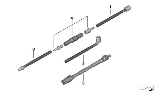 Manguera recta OEM 61668497345 para BMW G42, U06, G87, G20, G21, G28, G80, G81, G22, G23, G26, G82, G83, G60, G61, G90, G32, G70, U11, U12, U10, G45, G06, G09, G29. Original BMW.