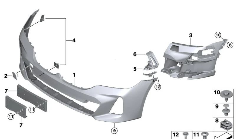 Bumper anteriore da stampa OEM 51119852215 per BMW G32. BMW originale.