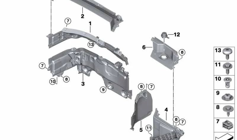 Parte inferior del mamparo híbrido para BMW F45, F45N, F48N, F49, F39, F60, F60N (OEM 51717290722). Original BMW