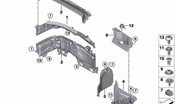 Cubierta de batería para BMW Serie 2 F45, F46, X1 F48, X2 F39 y MINI F54, F55, F56, F57, F60 (OEM 51717320093). Original BMW