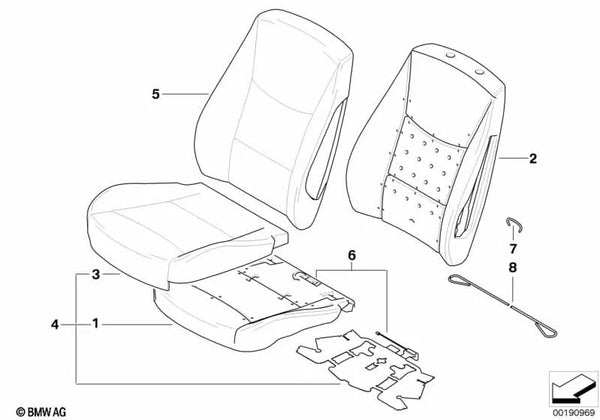 Funda de Asiento de Cuero para BMW Serie 3 E92, E92N (OEM 52107253235). Original BMW.