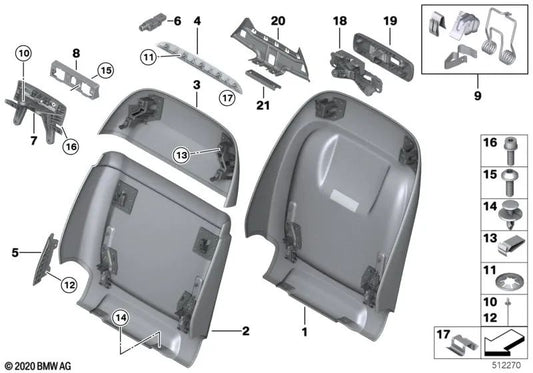 Upper right comfort cover for BMW X5 G05, X6 G06, X7 G07, G07N (OEM 52107938706). Original BMW.