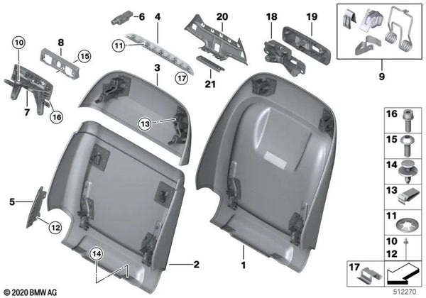 Cubierta de confort superior derecha para BMW X5 G05, X6 G06, X7 G07, G07N (OEM 52107938706). Original BMW.