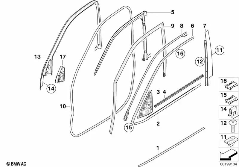 Right interior mirror triangle seal for BMW E70 (OEM 51337129720). Original BMW