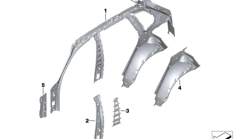 Verstärkung der inneren B-Säule links für BMW X5 F95, G05, G18, X7 G07 (OEM 41009481365). Original BMW