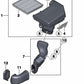 Soporte Amortiguador de Ruido de Admisión para BMW Serie 5 F07, F10, F11, F18, Serie 6 F06, F12, F13, Serie 7 F01N, F02N, X3 F25, X4 F26, X5 E70N, F15, X6 E71, F16 (OEM 12527574100). Original BMW