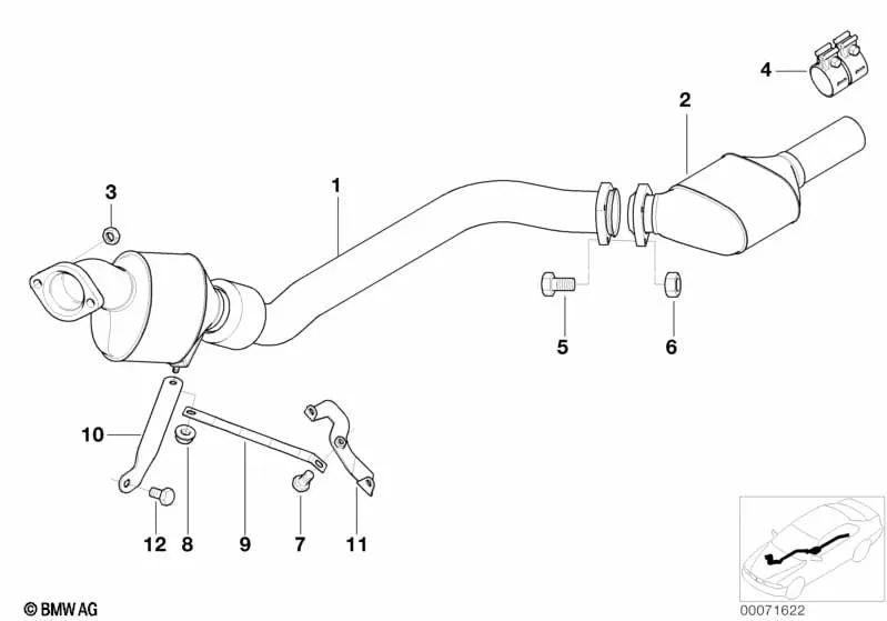 Tirante para BMW E46, E39, E83, E83N (OEM 18202249289). Original BMW.