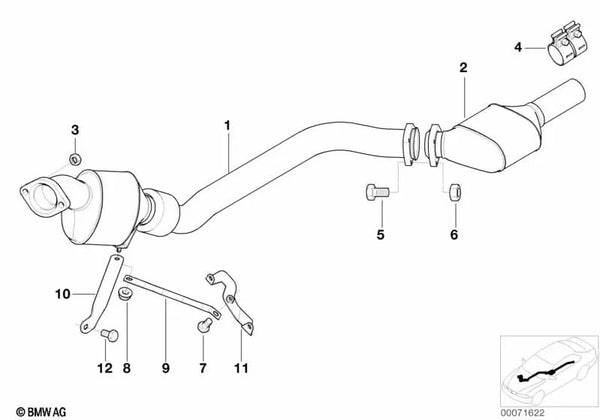 Tirante para BMW E46, E39, E83, E83N (OEM 18202249289). Original BMW.