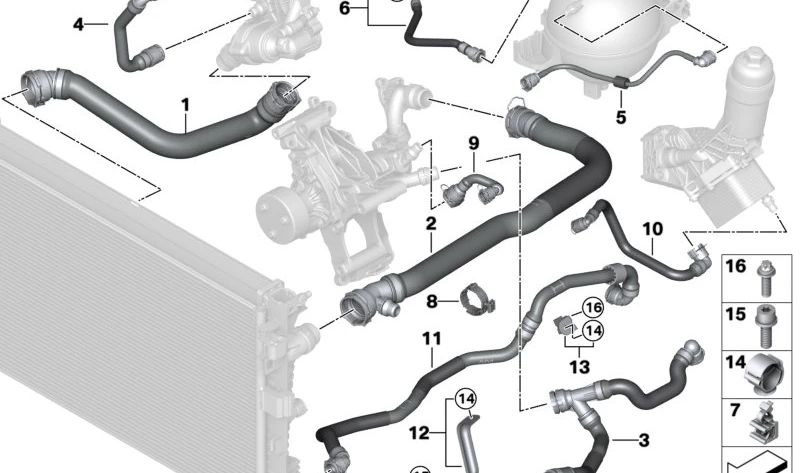 Tubería Culata-Depósito de Expansión para BMW X3 G01, G01N X4 G02, G02N (OEM 17128490583). Original BMW