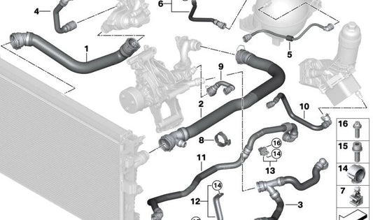 Tubería Culata-Depósito de Expansión para BMW X3 G01, G01N X4 G02, G02N (OEM 17128490583). Original BMW