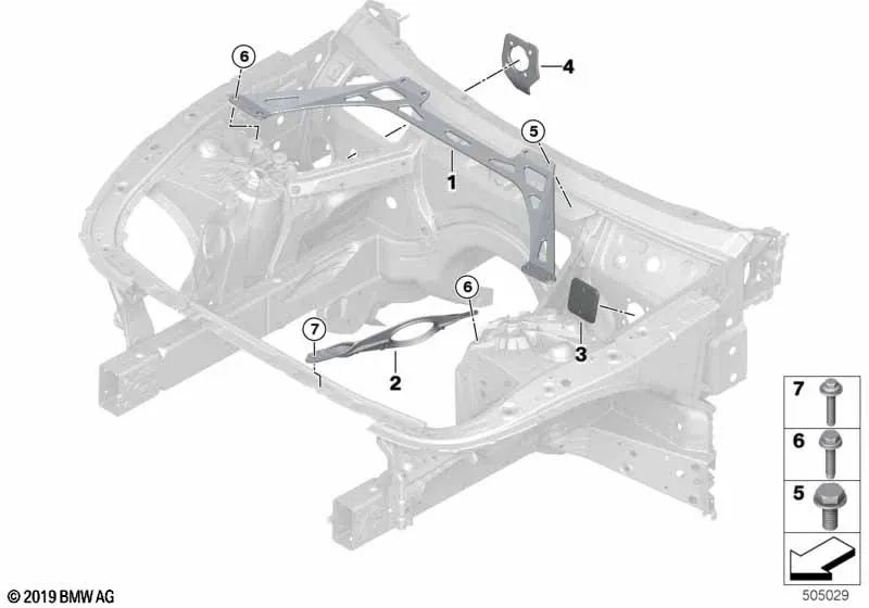 Refuerzo panel frontal derecho para BMW F91, F92, F93, G15, G16 (OEM 51717432450). Original BMW