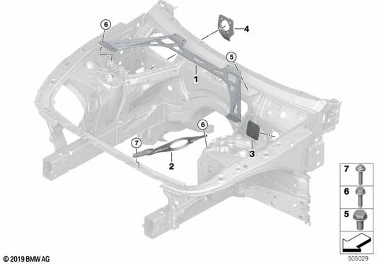 Refuerzo panel frontal derecho para BMW F91, F92, F93, G15, G16 (OEM 51717432450). Original BMW