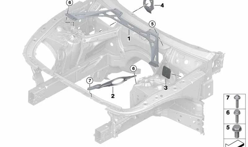 Barra de refuerzo izquierda OEM 51618081735 para BMW F91, F92, F93. Original BMW.