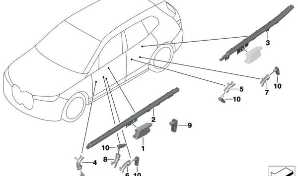 Iluminación LED de contorno para puerta trasera derecha OEM 63315A54F86 para BMW iX (I20). Original BMW.