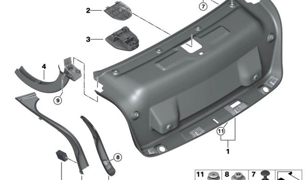 Recubrimiento del portón trasero para BMW G22, G82, G22N, G82N (OEM 51497487629). Original BMW