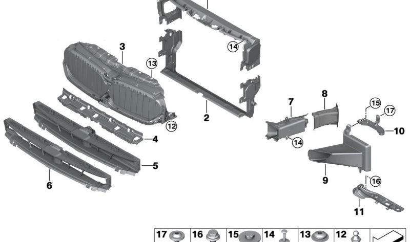 Guía de aire del radiador inferior para BMW G32, G32N (OEM 51747415659). Original BMW