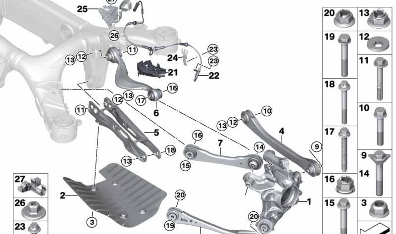 Soporte derecho para BMW Serie 8 G16 (OEM 34526884912). Original BMW