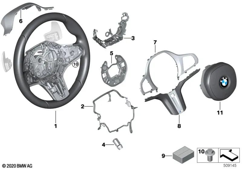 Cable de conexión del volante para BMW G42, G20, G20N, G21, G21N, G22, G23, G26, G29 (OEM 32309503650). Original BMW