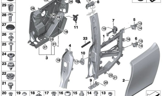 Rear lower left lock pin for BMW I01, I01N (OEM 51227335247). Original BMW