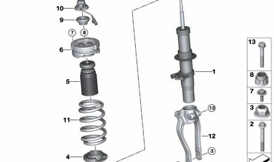 Muelle helicoidal delantero para BMW F90, F90N (OEM 31337856971). Original BMW