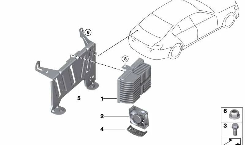 Soporte para amplificador OEM 65156802314 para BMW G31, G32. Original BMW.