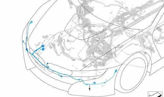 Fiação frontal OEM 61128705617 para BMW I12, i15. BMW original.