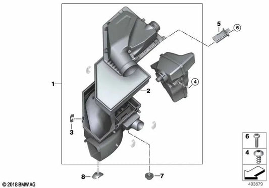 Amortiguador de ruido de admisión para BMW G20, G20N, G21 (OEM 13718583586). Original BMW