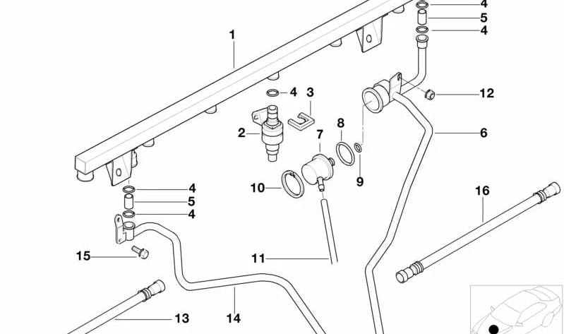 Tubería de inyección OEM 13531404390 para BMW E36, Z3. Original BMW.