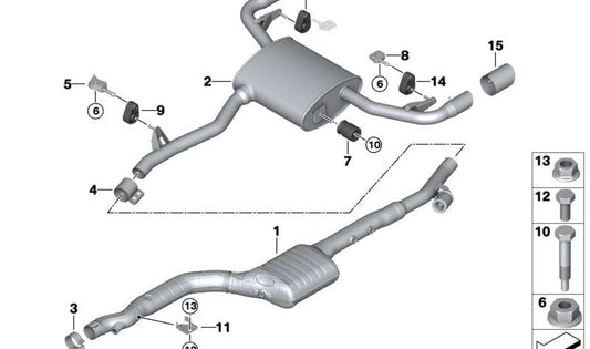 Rear Exhaust Muffler for BMW X3 G01 (OEM 18308593764). Genuine BMW