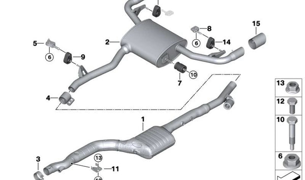 Silenciador trasero OEM 18309887650 para BMW G01, G02. Original BMW.