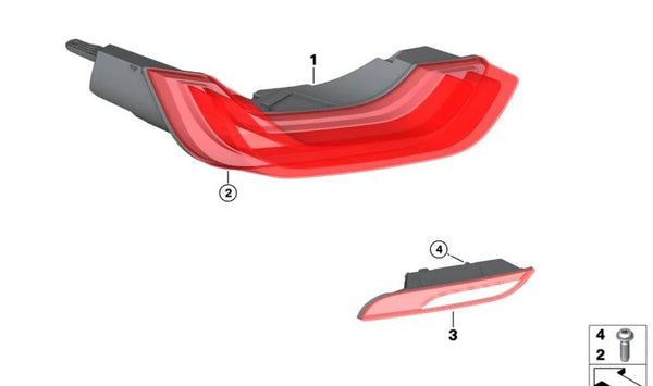 Piloto trasero LED en parachoques derecho OEM 63217310784 para BMW i8 (I12, I15). Original BMW.