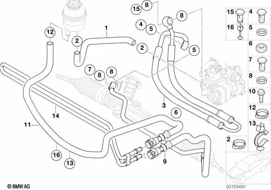 Tubo de aspiración para BMW Serie 3 E46 (OEM 32416850286). Original BMW.