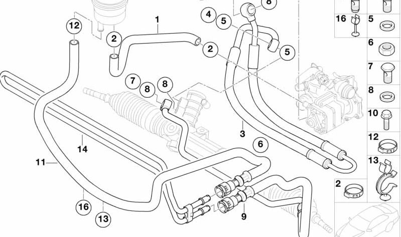 Pipe de retour du radiateur pour BMW E46 (OEM 32416796368). BMW d'origine