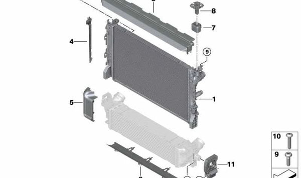 Soporte de módulo izquierdo OEM 17118476007 para BMW G30, G31, G32. Original BMW.