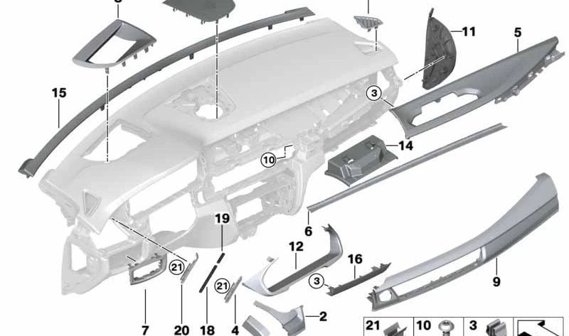 Cubierta del tablero I en negro Piano lacado para BMW X5 F15, F85, X6 F16, F86 (OEM 51458060785). Original BMW