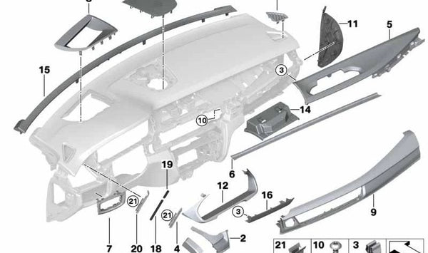 Embellecedor I-Tafel Fineline Pur para BMW F15, F16 (OEM 51459270478). Original BMW