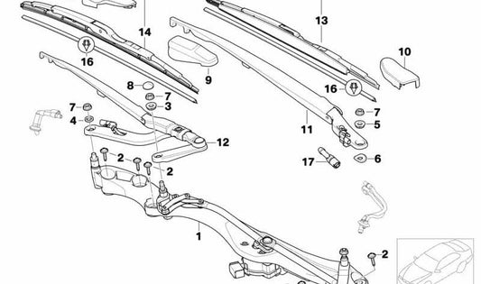 Escobilla limpiaparabrisas trasera OEM 61617028582 para BMW Serie 7 (E65, E66). Original BMW.