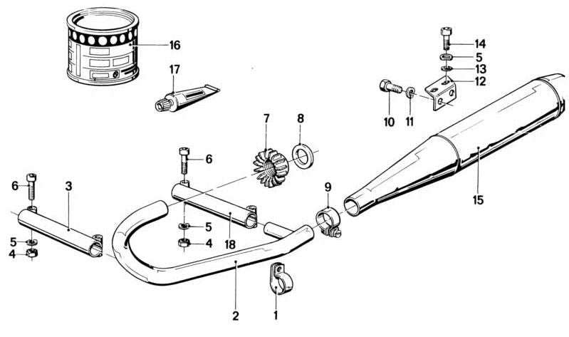 Tubo de escape izquierdo OEM 18111238271 para BMW (Modelos compatibles: E23, E24, E28). Original BMW.