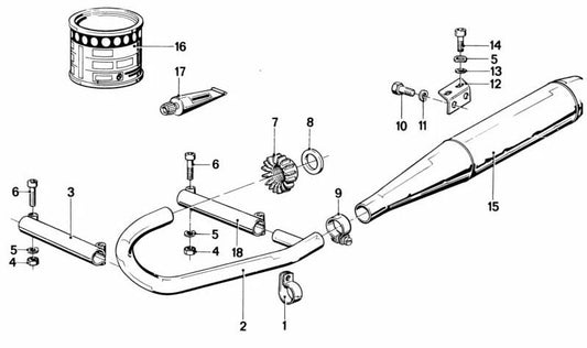 Tubo de exaustão direita do OEM 18111238273 para BMW E23 e E24. BMW original.