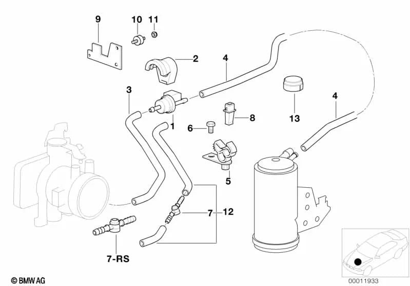 Schlauchkrümmer para BMW 3 E36 Series (OEM 13901703184). BMW original