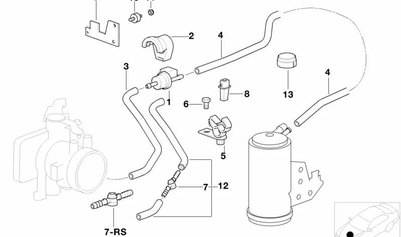 Válvula de aire para BMW Serie 3 E36 (OEM 11641247679). Original BMW