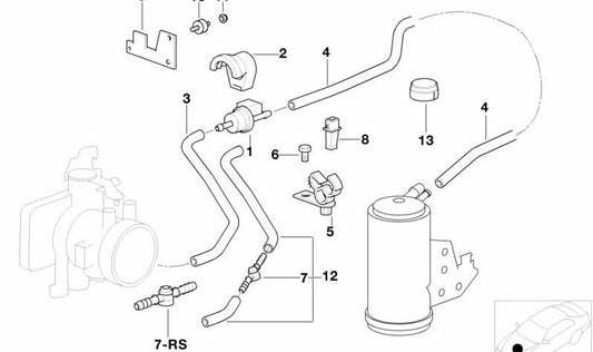 Válvula de aire para BMW Serie 3 E36 (OEM 11641247679). Original BMW